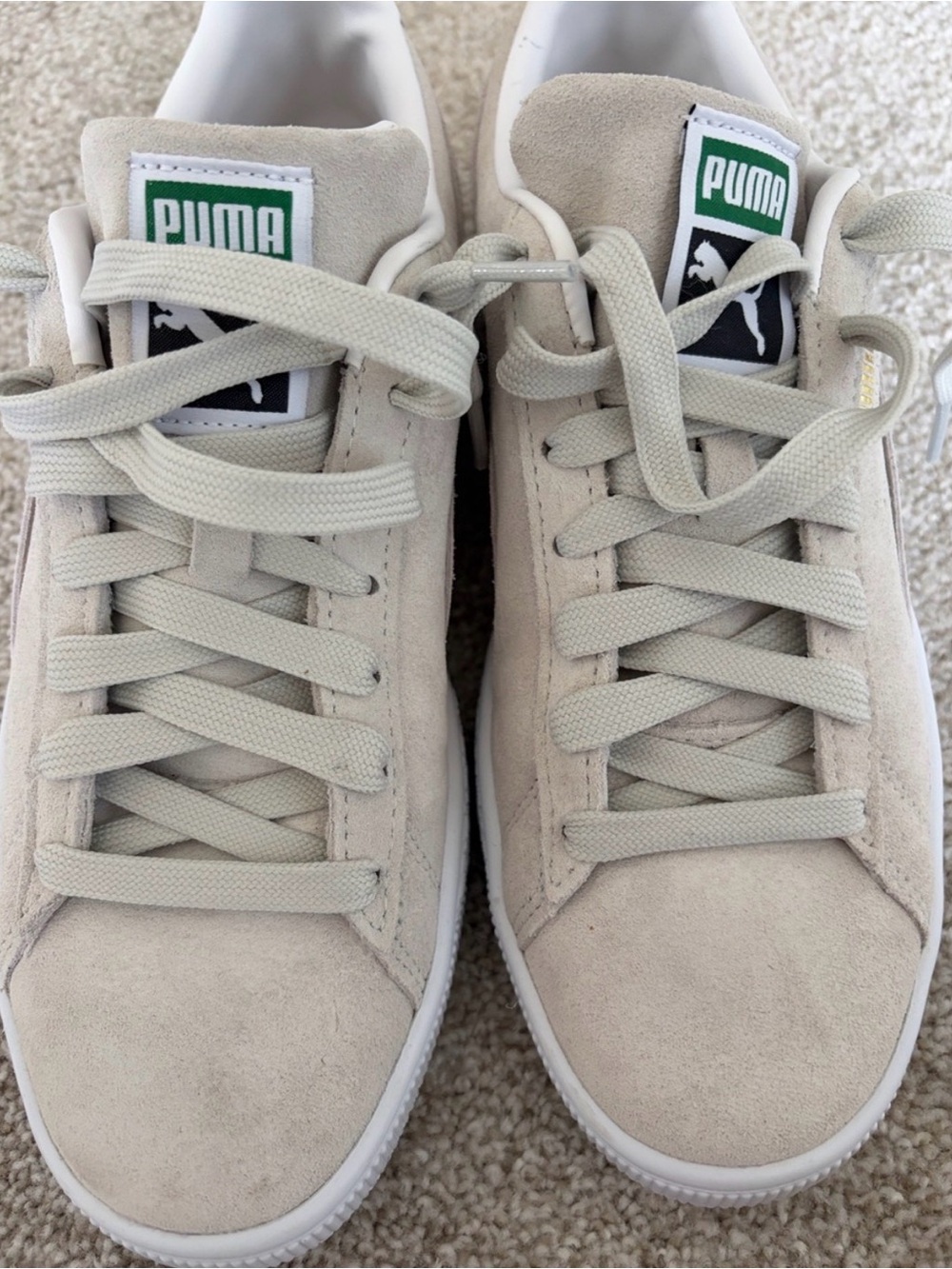Puma Suede Sneakers in Beige with Gold Logo